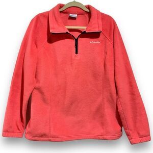 COLUMBIA 1/4 Zip Long Sleeve Mock Neck Sweatshirt Peach Orange Women’s Size XL